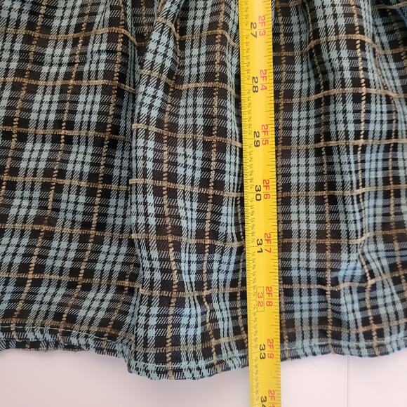 Umgee Plaid Babydoll Dress Size M Blue Button Front Tiered Tunic Rayon Blend - Picture 6 of 6